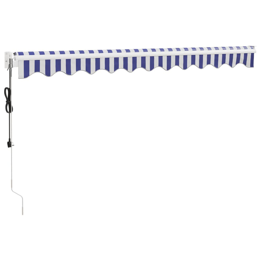 Luifel Elektrisch Uitschuifbaar 3,5X2,5 M 3.5 x 2.5 m Blauw en wit