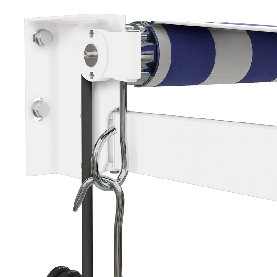 Luifel Elektrisch Uitschuifbaar 3,5X2,5 M 3.5 x 2.5 m Blauw en wit