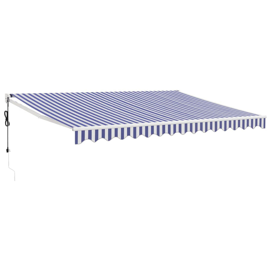 Luifel Automatisch Uitschuifbaar En Blauw En Wit (Wit Frame) 4 x 3 m