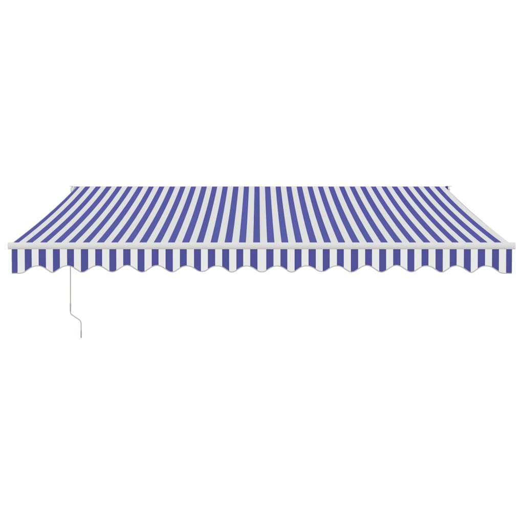 Luifel Automatisch Uitschuifbaar En Blauw En Wit (Wit Frame) 4 x 3 m