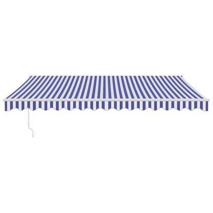 Luifel Automatisch Uitschuifbaar En Blauw En Wit (Wit Frame) 4 x 3 m