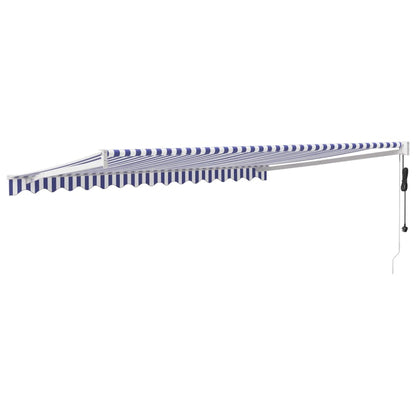 Luifel Automatisch Uitschuifbaar En Blauw En Wit (Wit Frame) 4 x 3 m