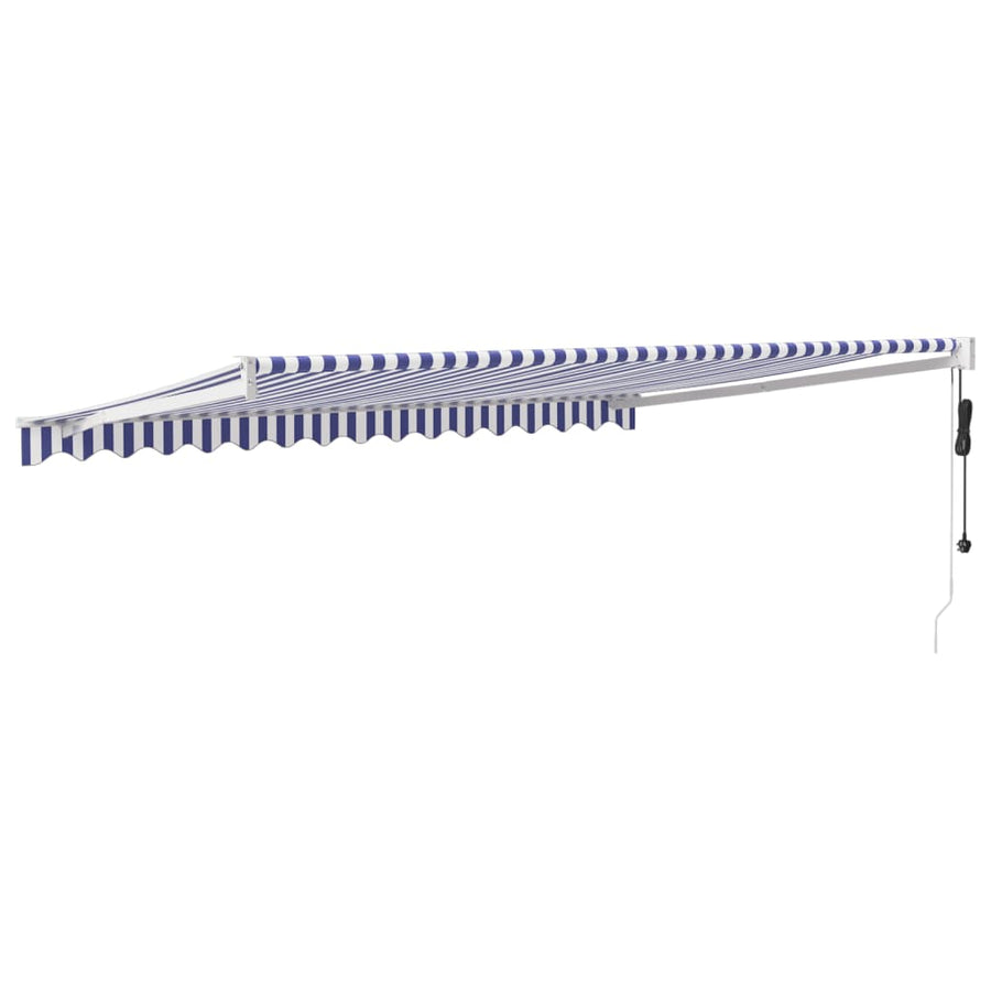 Luifel Automatisch Uitschuifbaar En Blauw En Wit (Wit Frame) 4 x 3 m