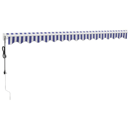 Luifel Automatisch Uitschuifbaar En Blauw En Wit (Wit Frame) 4 x 3 m