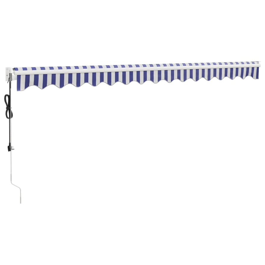 Luifel Automatisch Uitschuifbaar En Blauw En Wit (Wit Frame) 4 x 3 m