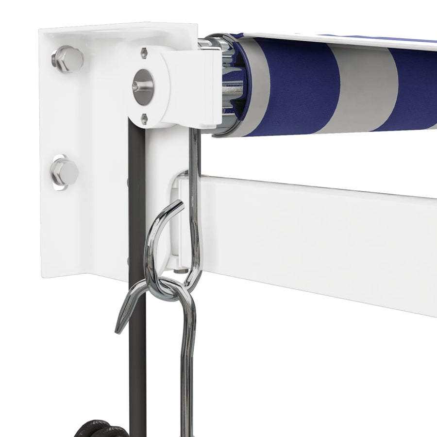 Luifel Automatisch Uitschuifbaar En Blauw En Wit (Wit Frame) 4 x 3 m