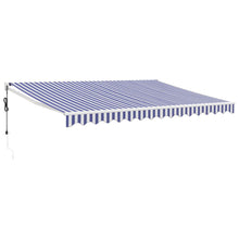 Luifel Automatisch Uitschuifbaar 4,5X3 M En Blauw En Wit (Wit Frame) 4.5 x 3 m