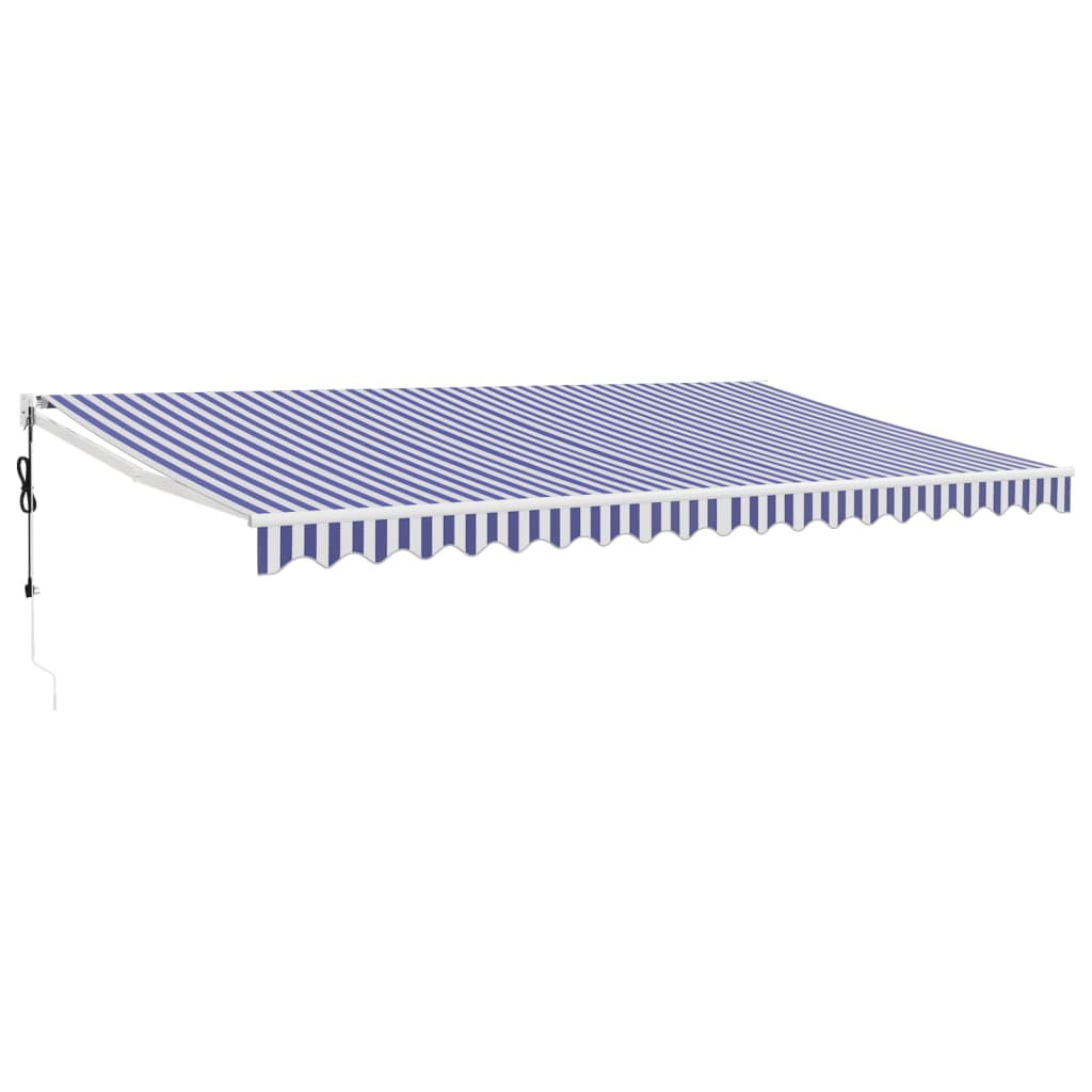Luifel Automatisch Uitschuifbaar 5 x 3 m Blauw en wit