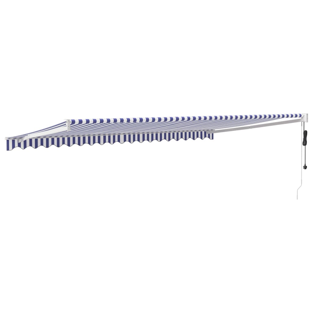 Luifel Automatisch Uitschuifbaar 5 x 3 m Blauw en wit