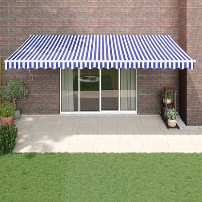Luifel Automatisch Uitschuifbaar 5 x 3 m Blauw en wit