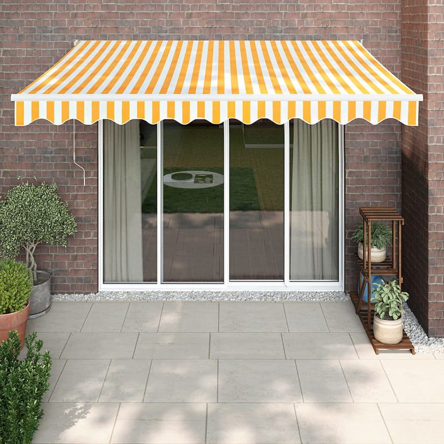 Luifel Automatisch Uitschuifbaar 3X2,5 M En Wit Geel 3 x 2.5 m