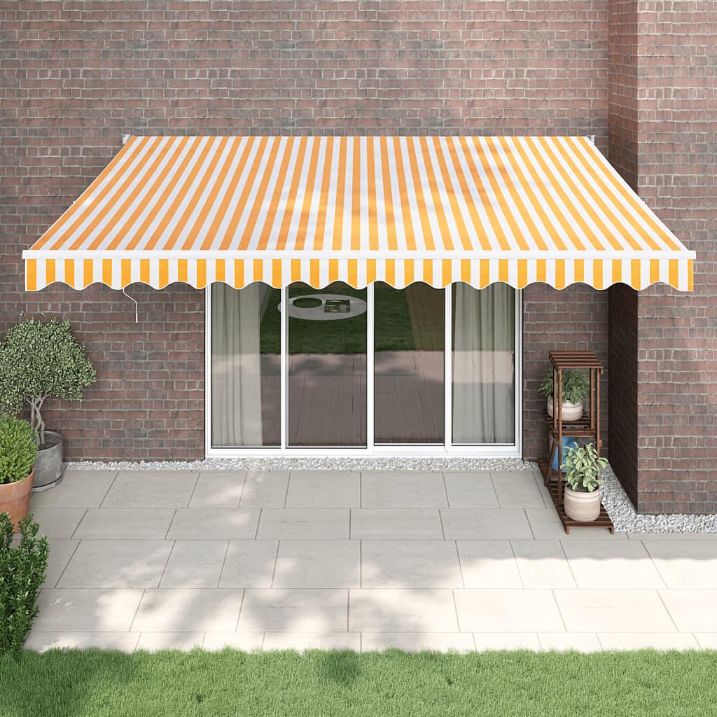 Luifel Automatisch Uitschuifbaar Geel En Wit Yellow (White Frame) 4 x 3 m