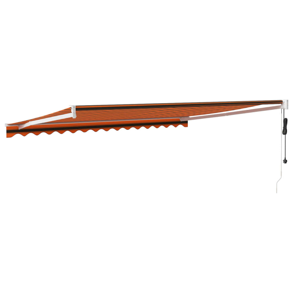 Luifel Automatisch Uitschuifbaar 4,5X3 M En Oranje En Bruin (Wit Frame) 4.5 x 3 m