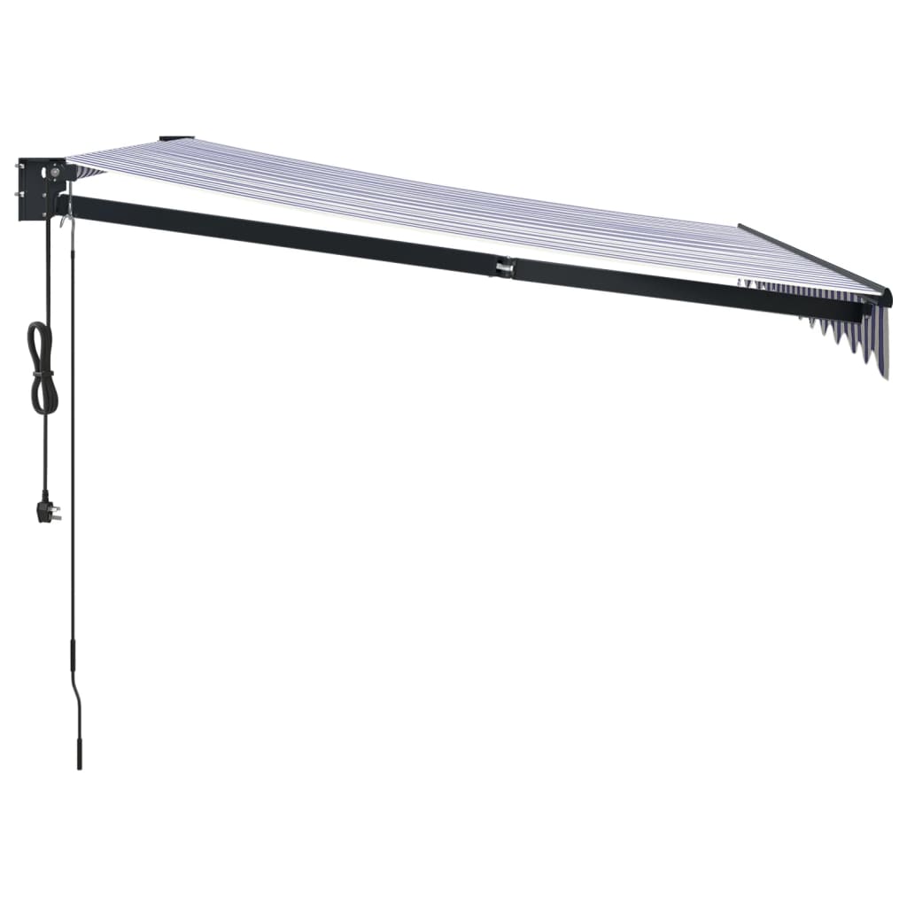 Luifel Automatisch Uitschuifbaar 3X2,5 M En Blauw En Wit (Lijst Antraciet) 3 x 2.5 m