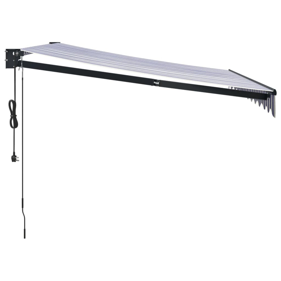 Luifel Automatisch Uitschuifbaar 3X2,5 M En Blauw En Wit (Lijst Antraciet) 3 x 2.5 m
