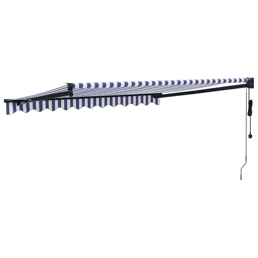 Luifel Automatisch Uitschuifbaar 3X2,5 M En Blauw En Wit (Lijst Antraciet) 3 x 2.5 m