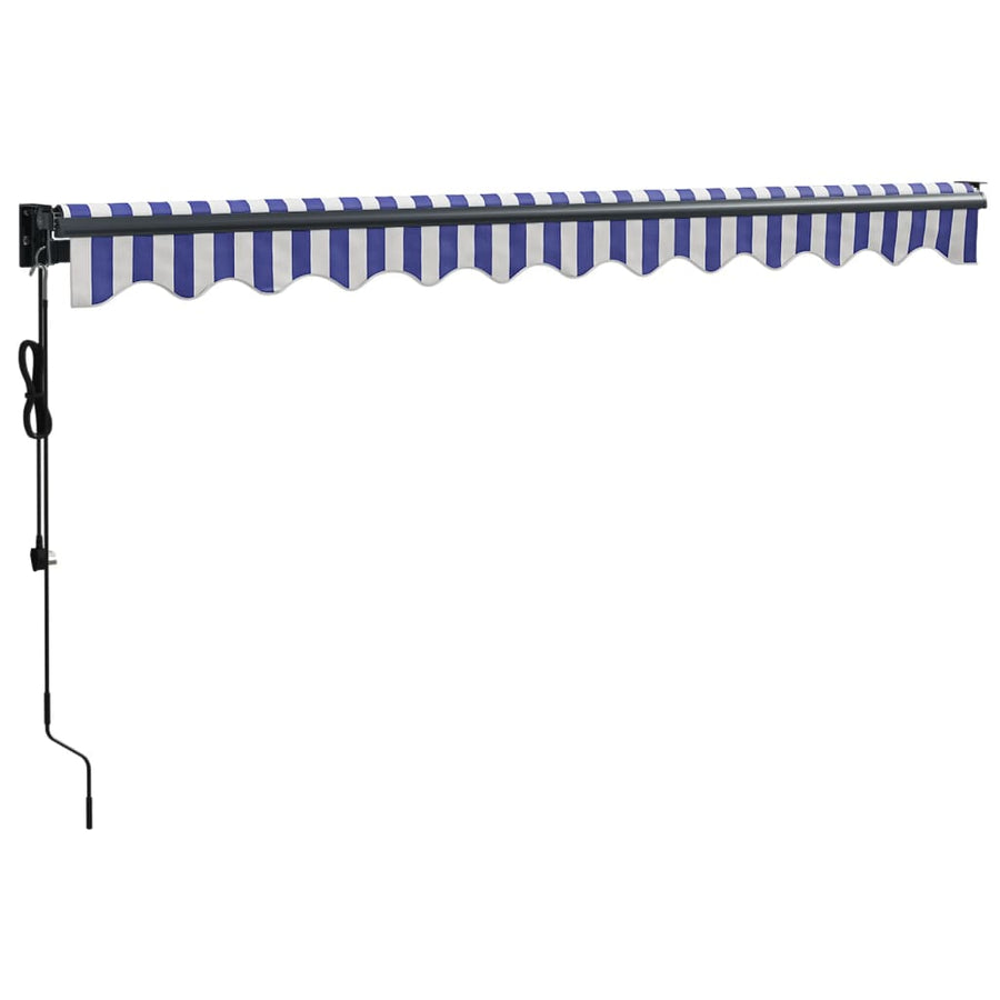Luifel Automatisch Uitschuifbaar 3X2,5 M En Blauw En Wit (Lijst Antraciet) 3 x 2.5 m