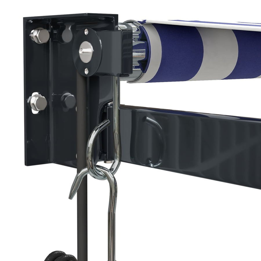 Luifel Automatisch Uitschuifbaar 3X2,5 M En Blauw En Wit (Lijst Antraciet) 3 x 2.5 m