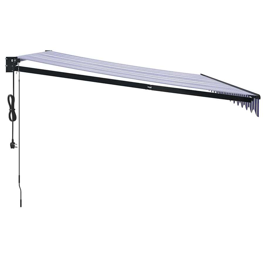 Luifel Automatisch Uitschuifbaar En Blauw En Wit (Lijst Antraciet) 4 x 3 m