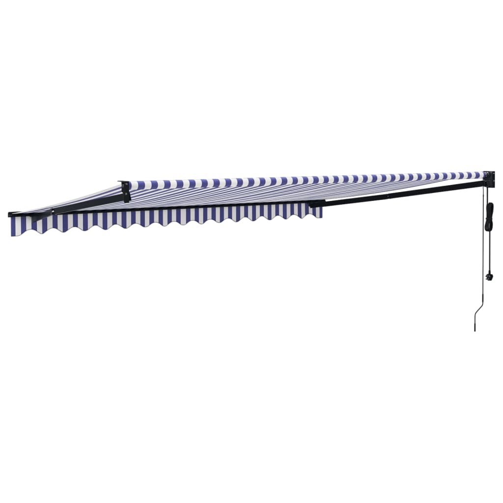 Luifel Automatisch Uitschuifbaar En Blauw En Wit (Lijst Antraciet) 4 x 3 m