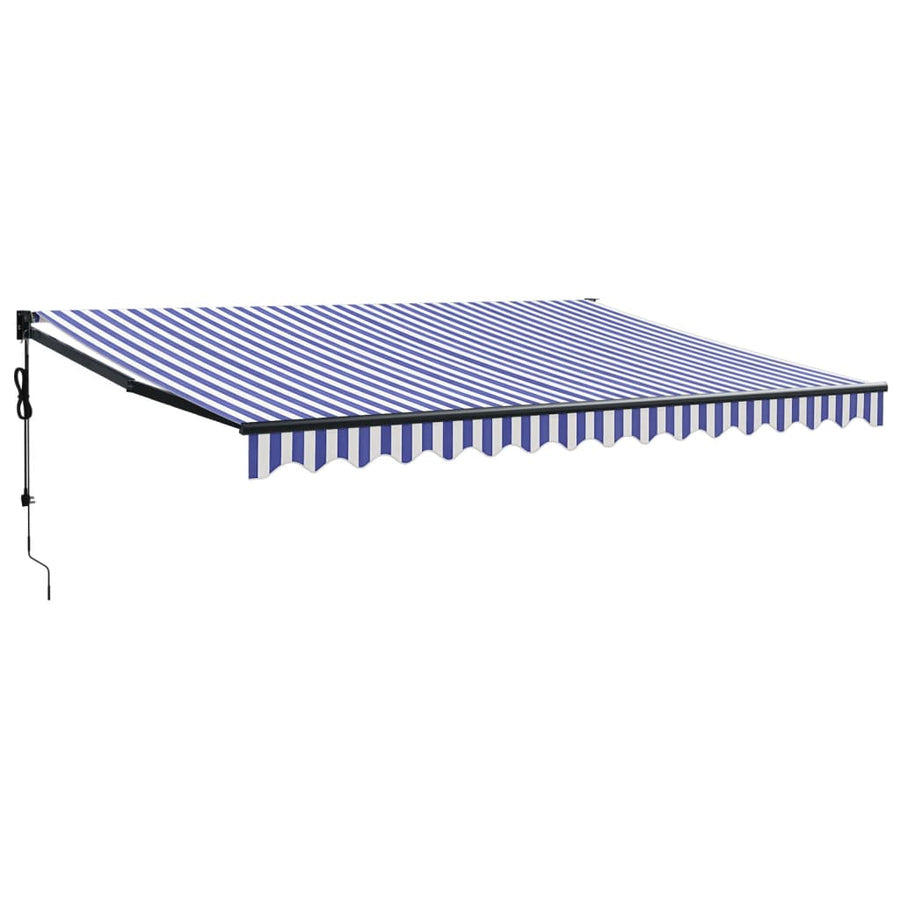 Luifel Automatisch Uitschuifbaar 4,5X3 M En Blauw En Wit (Lijst Antraciet) 4.5 x 3 m