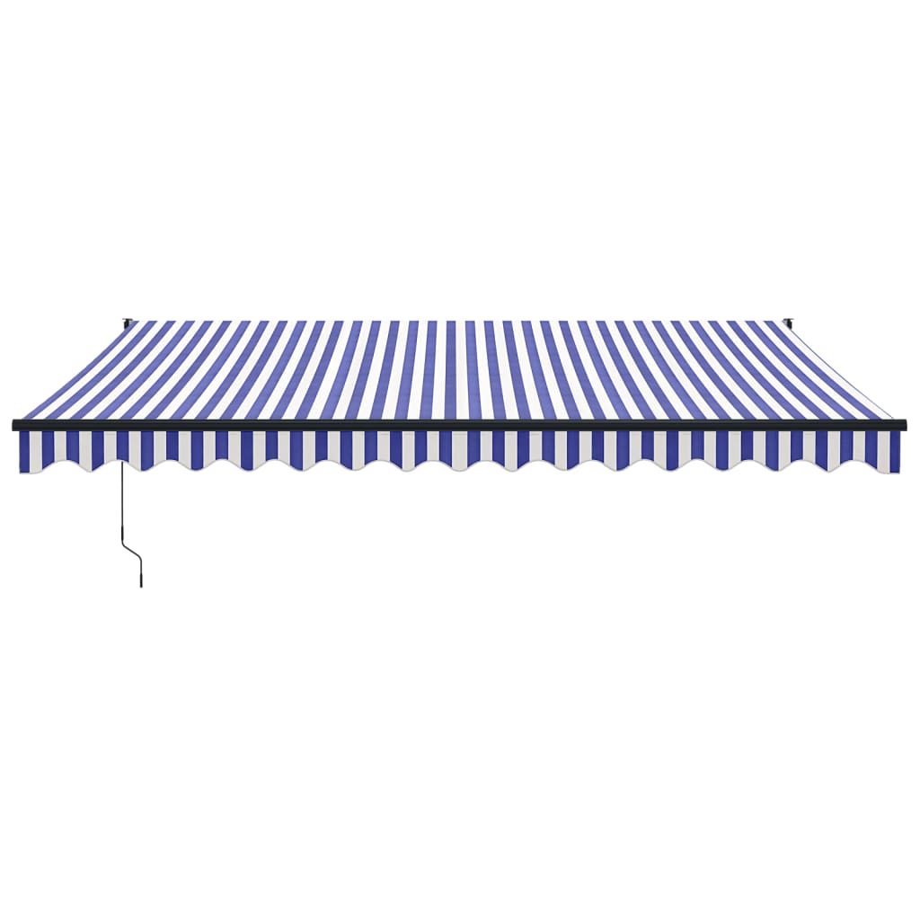Luifel Automatisch Uitschuifbaar 4,5X3 M En Blauw En Wit (Lijst Antraciet) 4.5 x 3 m