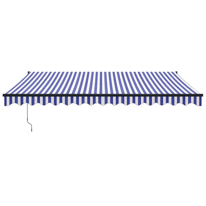 Luifel Automatisch Uitschuifbaar 4,5X3 M En Blauw En Wit (Lijst Antraciet) 4.5 x 3 m