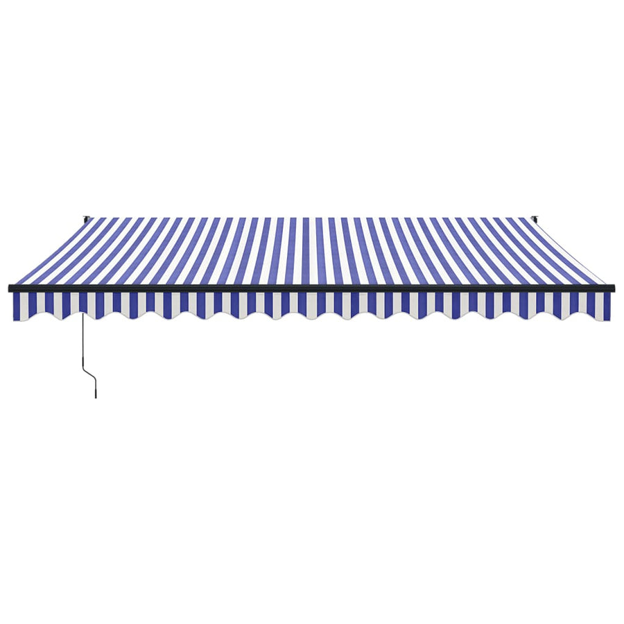 Luifel Automatisch Uitschuifbaar 4,5X3 M En Blauw En Wit (Lijst Antraciet) 4.5 x 3 m