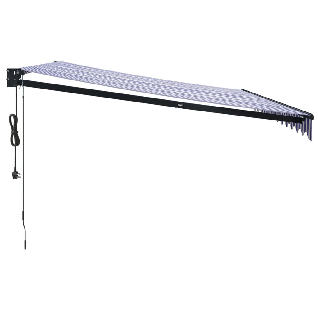 Luifel Automatisch Uitschuifbaar 4,5X3 M En Blauw En Wit (Lijst Antraciet) 4.5 x 3 m
