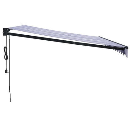 Luifel Automatisch Uitschuifbaar 4,5X3 M En Blauw En Wit (Lijst Antraciet) 4.5 x 3 m