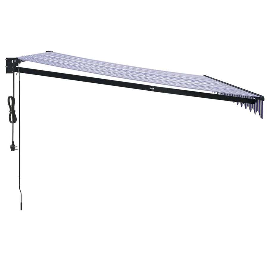 Luifel Automatisch Uitschuifbaar 4,5X3 M En Blauw En Wit (Lijst Antraciet) 4.5 x 3 m