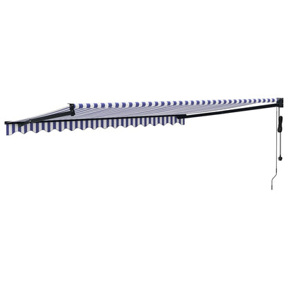 Luifel Automatisch Uitschuifbaar 4,5X3 M En Blauw En Wit (Lijst Antraciet) 4.5 x 3 m