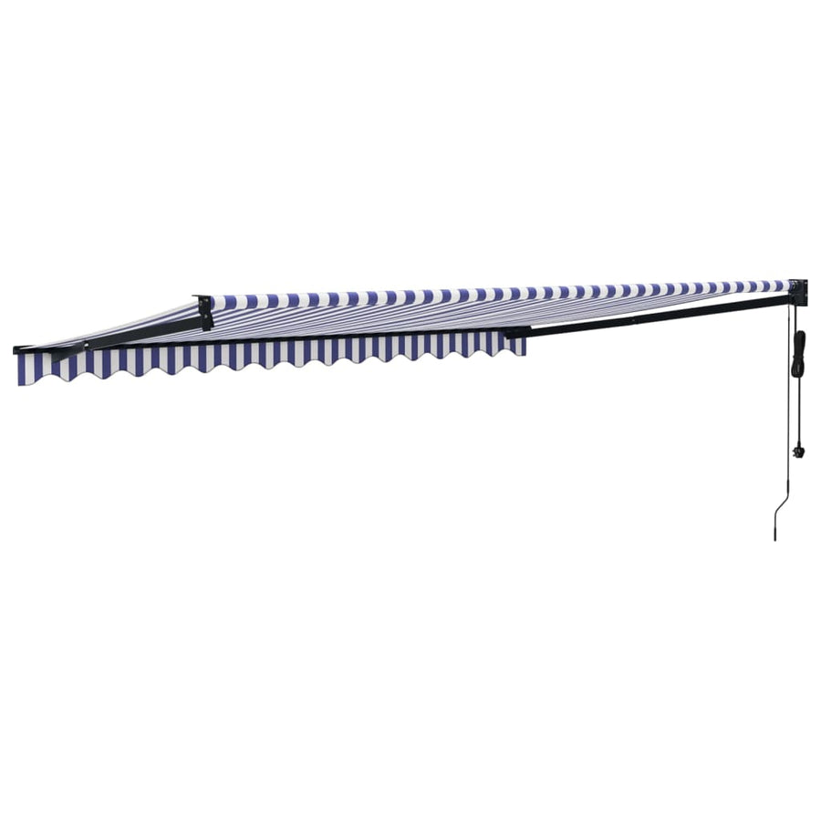 Luifel Automatisch Uitschuifbaar 4,5X3 M En Blauw En Wit (Lijst Antraciet) 4.5 x 3 m
