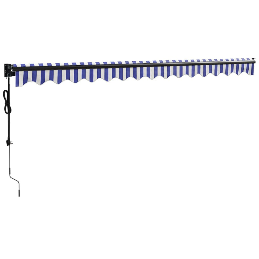 Luifel Automatisch Uitschuifbaar 4,5X3 M En Blauw En Wit (Lijst Antraciet) 4.5 x 3 m