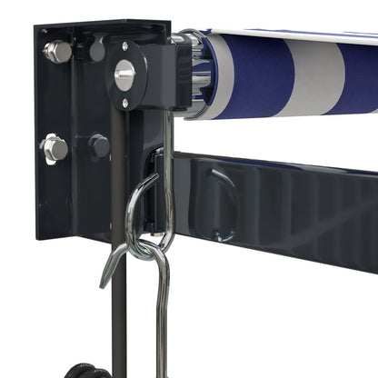 Luifel Automatisch Uitschuifbaar 4,5X3 M En Blauw En Wit (Lijst Antraciet) 4.5 x 3 m