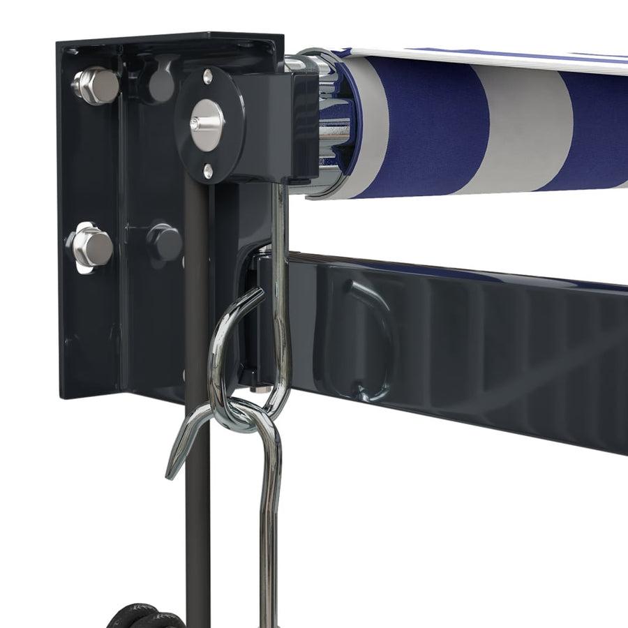 Luifel Automatisch Uitschuifbaar 4,5X3 M En Blauw En Wit (Lijst Antraciet) 4.5 x 3 m