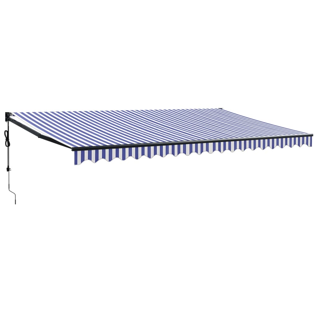 Luifel Automatisch Uitschuifbaar En Wit 5 x 3 m Blauw en zwart