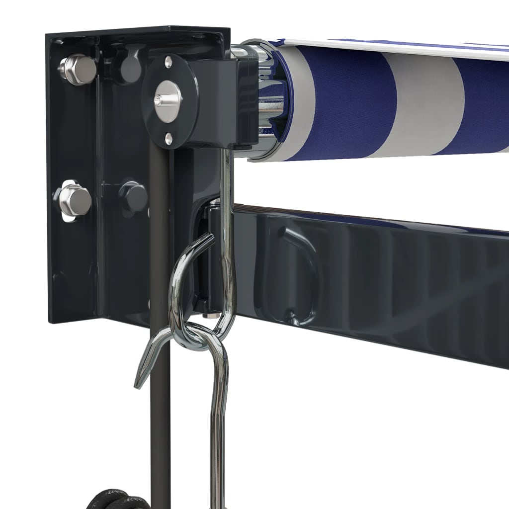 Luifel Automatisch Uitschuifbaar En Wit 5 x 3 m Blauw en zwart