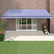 Luifel elektrisch uitschuifbaar 5x3 m blauw wit