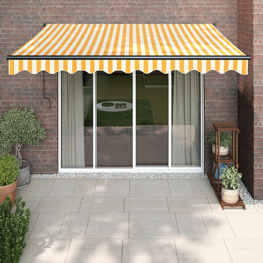 Luifel Automatisch Uitschuifbaar 3X2,5 M En Geel En Wit (Lijst Antraciet) 3 x 2.5 m
