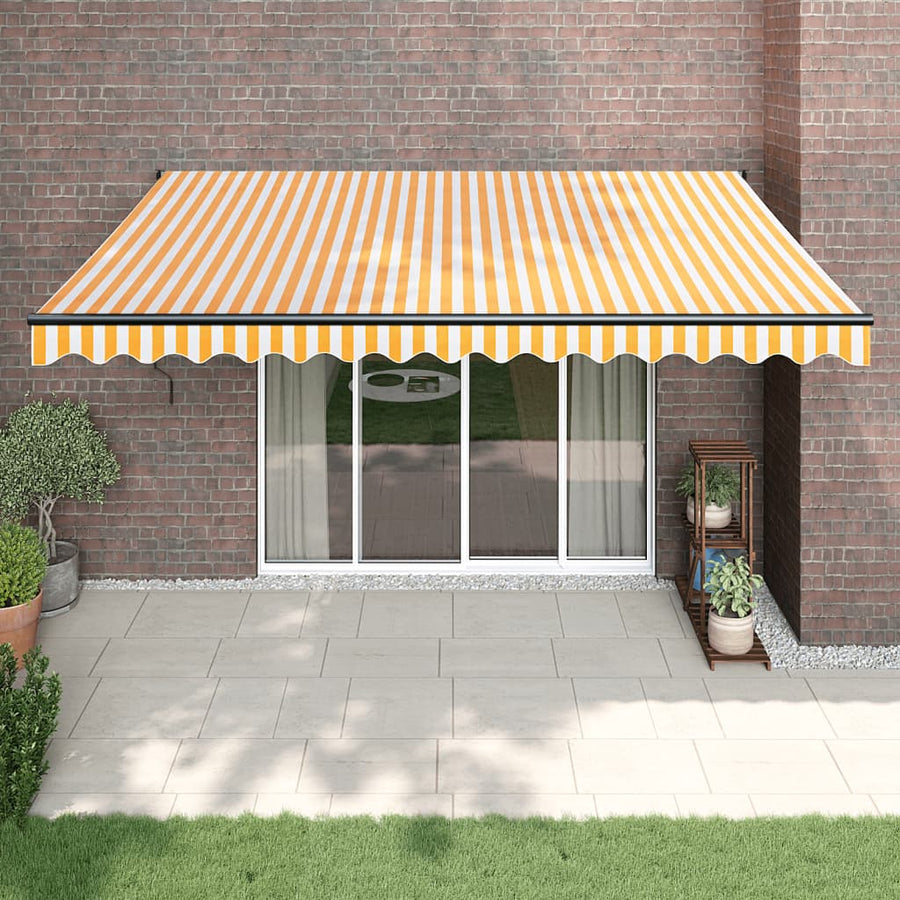 Luifel Automatisch Uitschuifbaar En Geel En Wit (Lijst Antraciet) 4 x 3 m