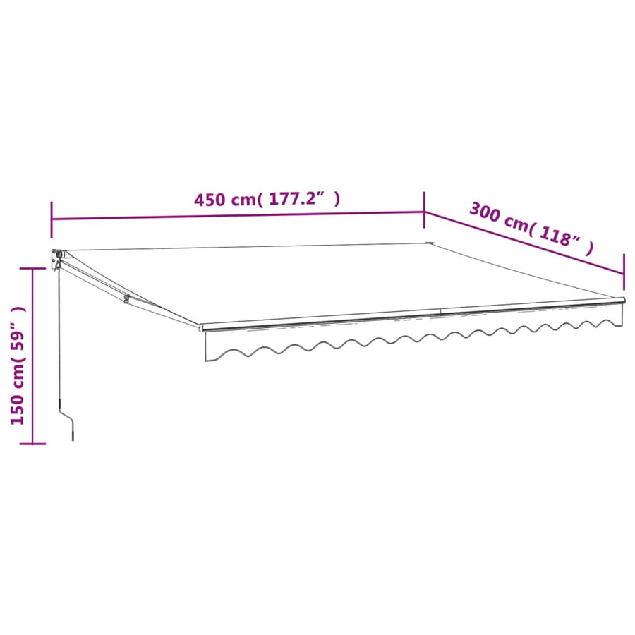 Luifel Automatisch Uitschuifbaar 4,5X3 M En Geel En Wit (Lijst Antraciet) 4.5 x 3 m