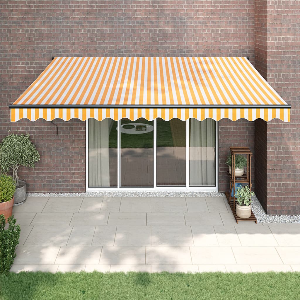 Luifel Automatisch Uitschuifbaar 4,5X3 M En Geel En Wit (Lijst Antraciet) 4.5 x 3 m