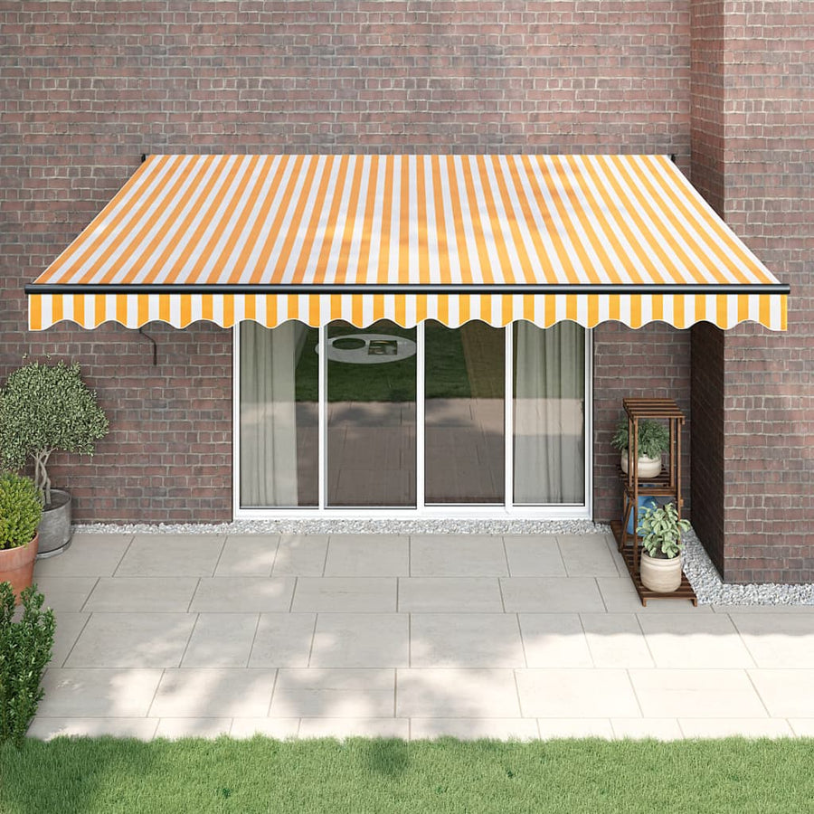 Luifel Automatisch Uitschuifbaar 4,5X3 M En Geel En Wit (Lijst Antraciet) 4.5 x 3 m