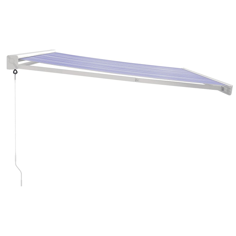 Luifel Uittrekbaar 4X3 M Stof En Aluminium Blauw En Wit