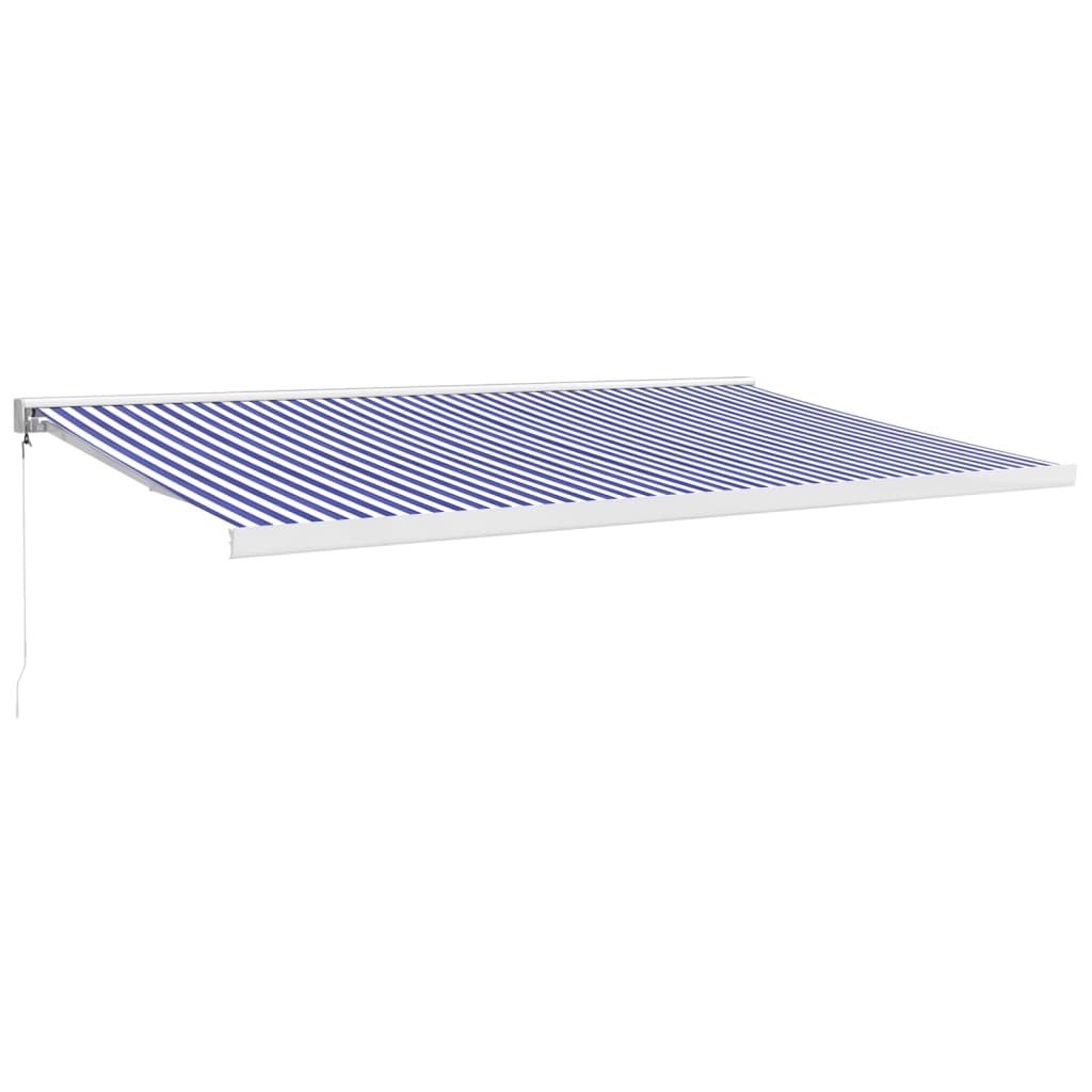 Luifel Uittrekbaar 5X3 M Stof En Aluminium Blauw En Wit