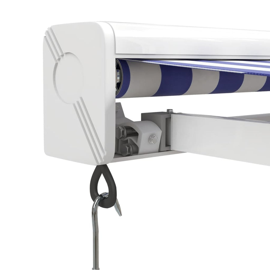Luifel Uittrekbaar 5X3 M Stof En Aluminium Blauw En Wit