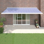 Luifel uittrekbaar 5x3 m blauw wit