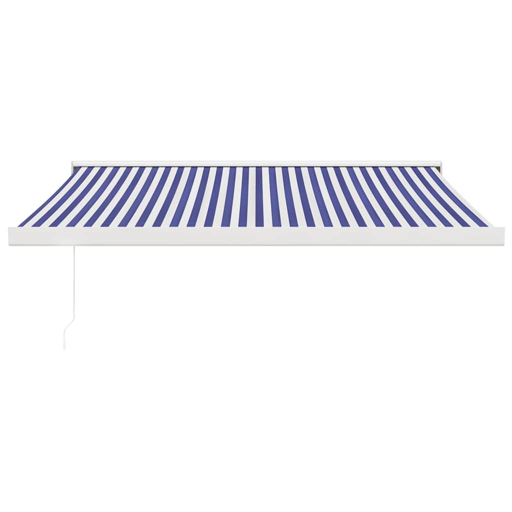 Luifel uittrekbaar 3,5x2,5 m stof en aluminium blauw en wit