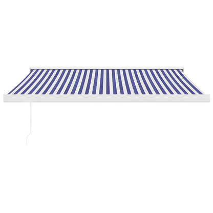 Luifel uittrekbaar 3,5x2,5 m stof en aluminium blauw en wit